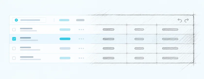 A pencil sketch of the JAB47 interface gradually becoming a finished product.